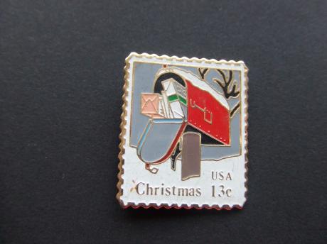 USA christmas postzegel brievenbus